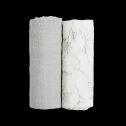 Organic Cotton Muslin Swaddle Blanket 2 Pack - Pencil Floral