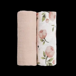 Organic Cotton Muslin Swaddle Blanket 2 Pack - Watercolor Floret