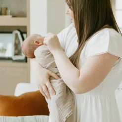 Organic Cotton Muslin Swaddle Blanket - Driftwood