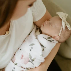 Organic Cotton Muslin Swaddle Blanket - Watercolor Floret