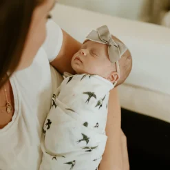 Organic Cotton Muslin Swaddle Blanket 2 Pack - Swallows