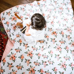 Original Cotton Muslin Quilt - Watercolor Roses 2