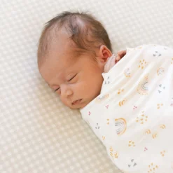 Stretch Knit Crib Sheet - Tan Gingham