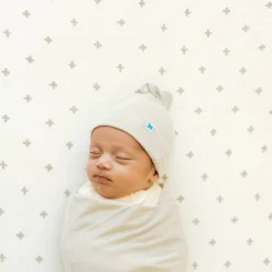 Stretch Knit Crib Sheet - Grey Cross