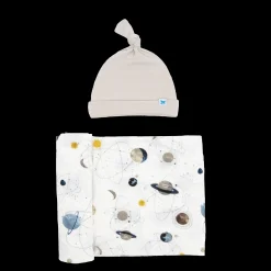 Stretch Knit Swaddle and Hat Set - Planets
