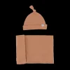 Stretch Knit Swaddle and Hat Set - Terracotta