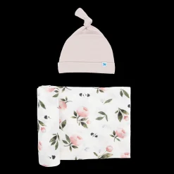 Stretch Knit Swaddle and Hat Set - Watercolor Rose