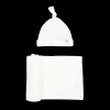 Stretch Knit Swaddle and Hat Set - White