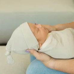 Stretch Knit Swaddle and Hat Set - Pebble
