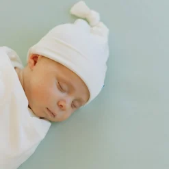 Stretch Knit Swaddle and Hat Set - White