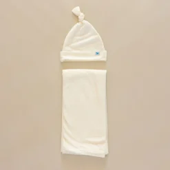 Stretch Knit Swaddle and Hat Set - White