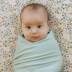 Stretch Knit Swaddle Blanket - Frost Green