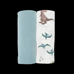 Stretch Knit Swaddle Blanket 2 Pack - Dino Pals