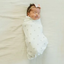 Stretch Knit Swaddle Blanket 2 Pack - Grey Cross