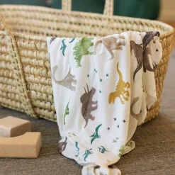Stretch Knit Swaddle Blanket 2 Pack - Dino Pals