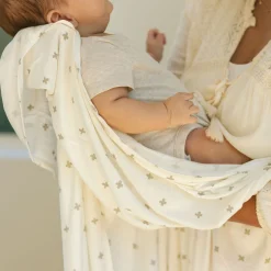 Stretch Knit Swaddle Blanket - Grey Cross