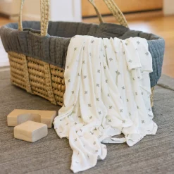 Stretch Knit Swaddle Blanket - Grey Cross